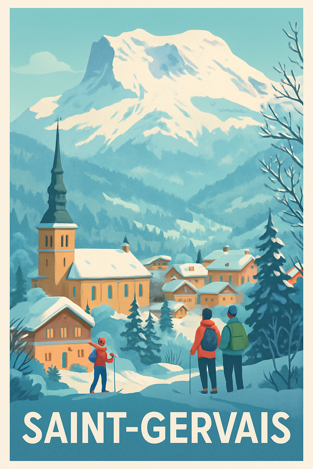 Affiche de Saint-Gervais - Charme hivernal au pied des montagnes