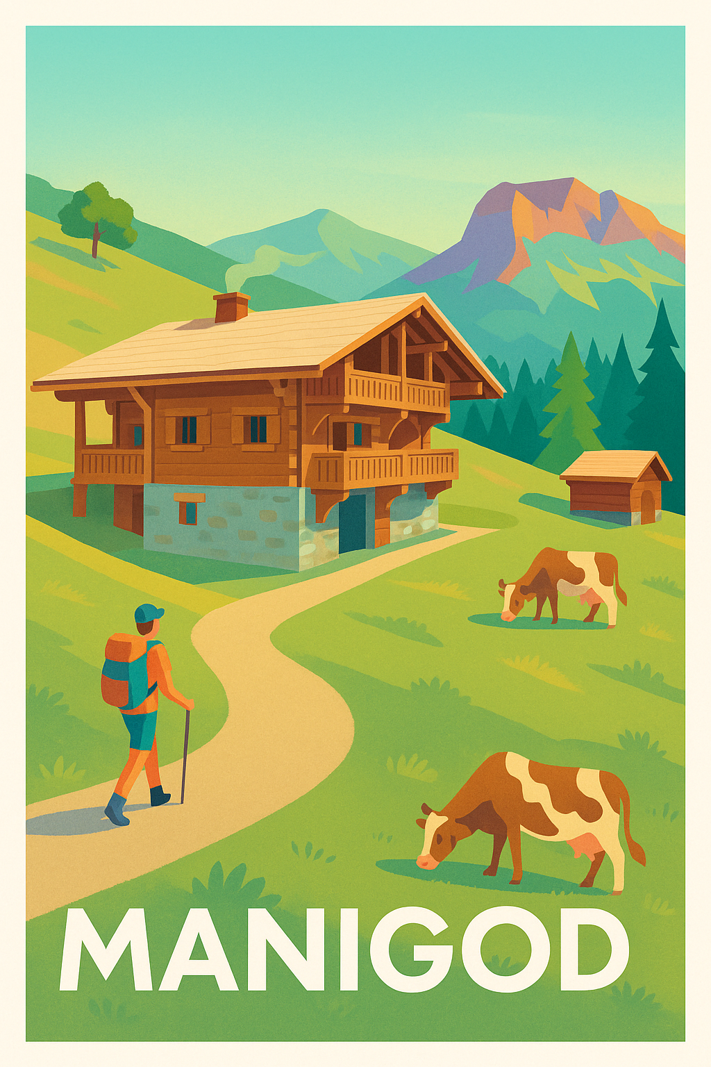 Affiche Manigod — Escapade bucolique en montagne · poster d'art de Manigod
