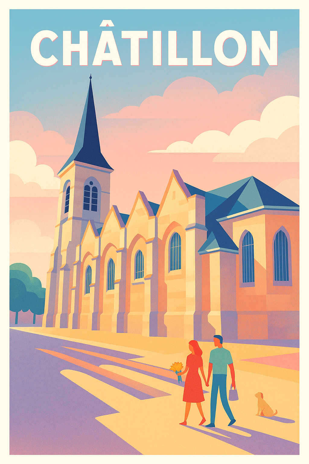 Affiche Châtillon — Charme et sérénité à l'heure dorée · poster d'art de Châtillon