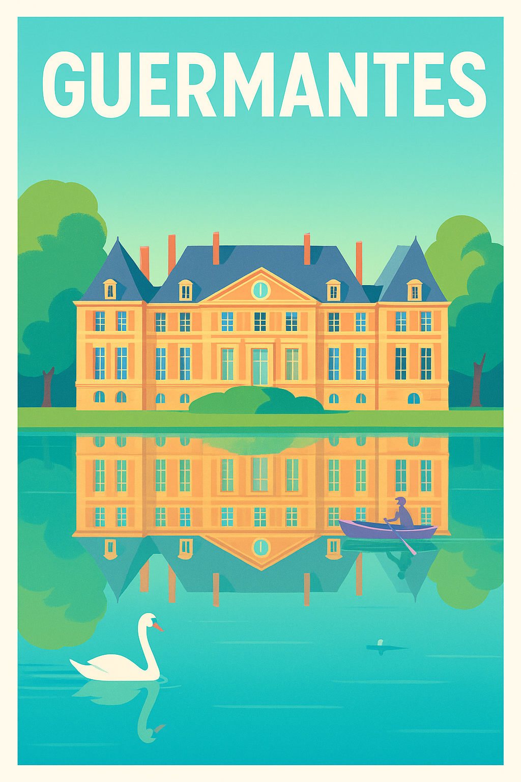 Affiche de Guermantes - Élégance et sérénité au fil de l'eau