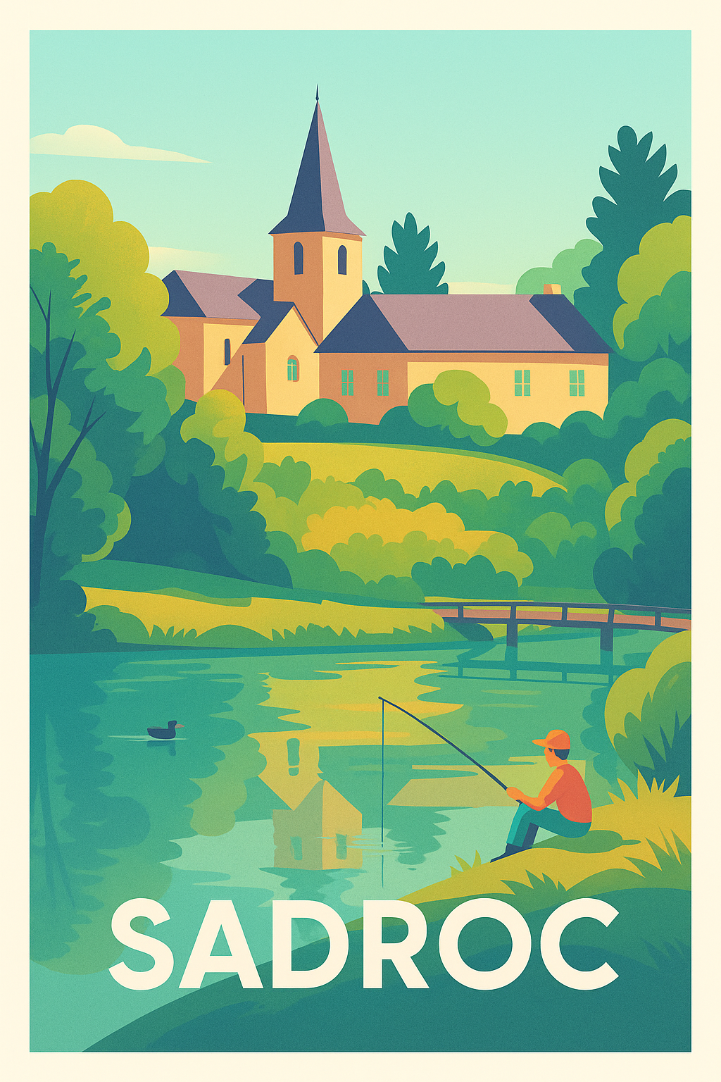 Affiche Sadroc — Sérénité au bord de l'eau · poster d'art de Sadroc