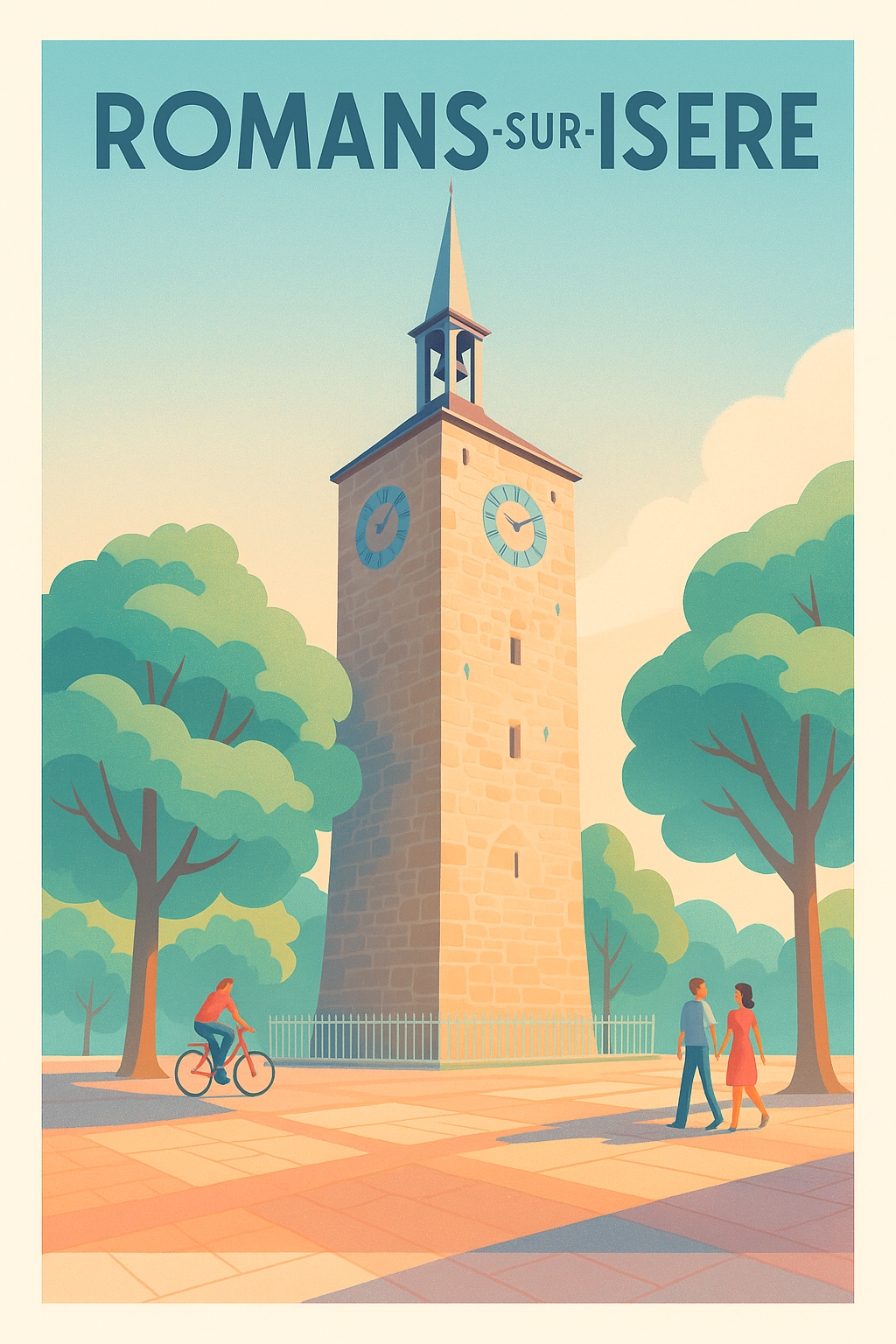 Affiche de Romans-sur-Isère - L'élégance du clocher historique