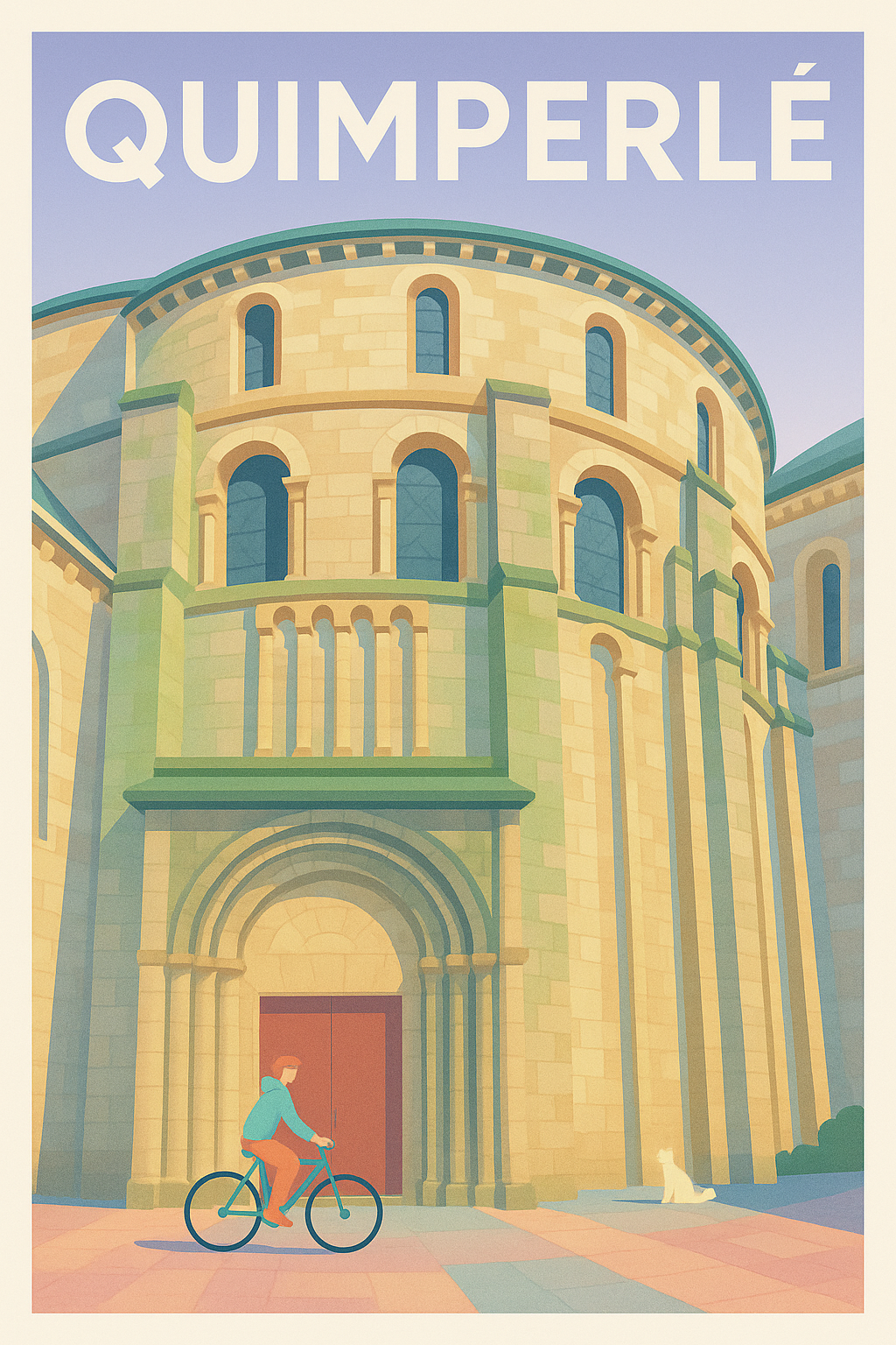 Affiche de Quimperlé - L'élégance romane à vélo