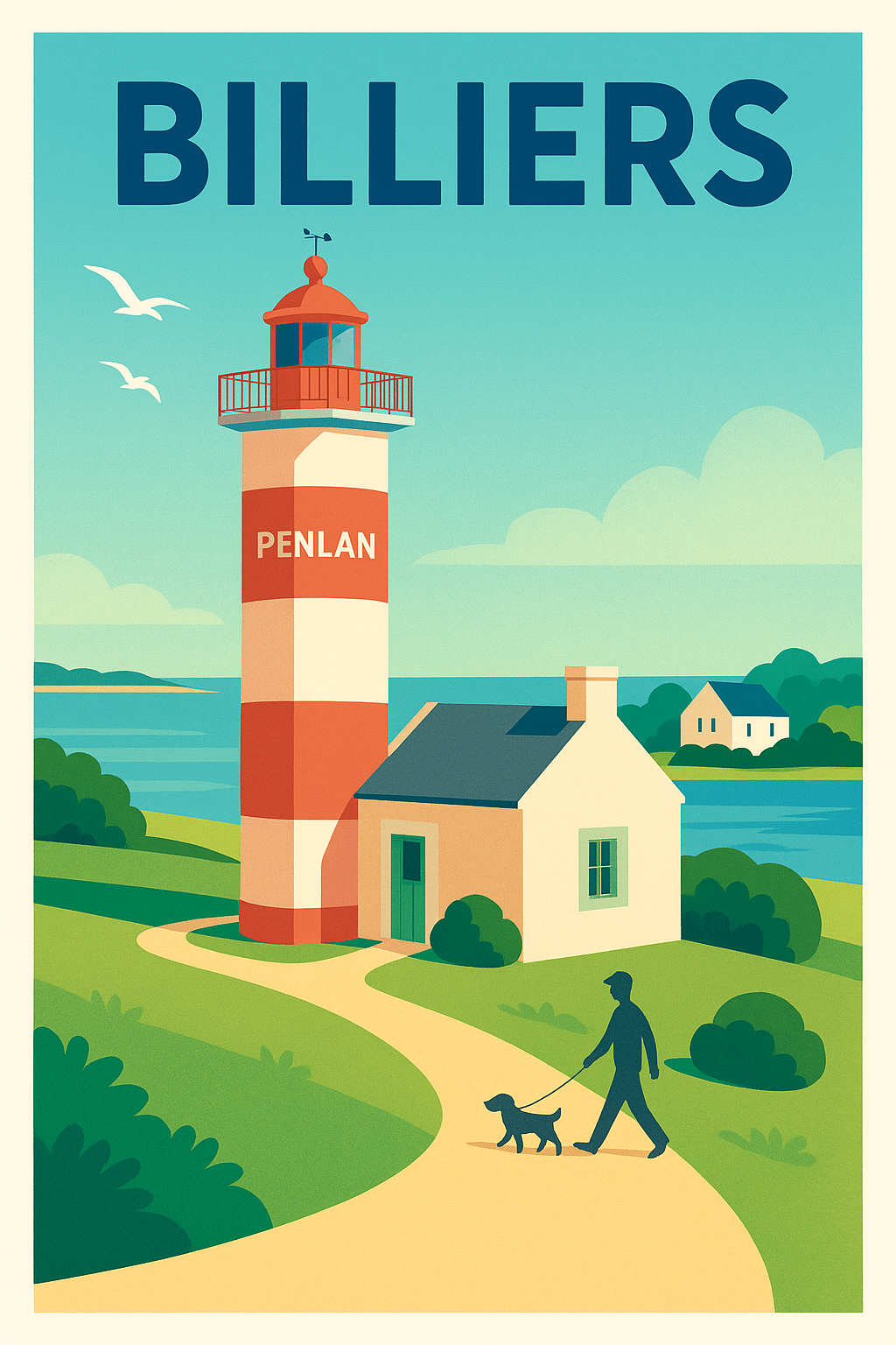 Affiche de Billiers - Charme côtier et phare de Penlan