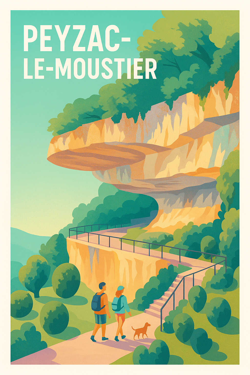 Affiche Peyzac-le-Moustier — Balade au cœur des paysages préhistoriques · poster d'art de Peyzac-le-Moustier