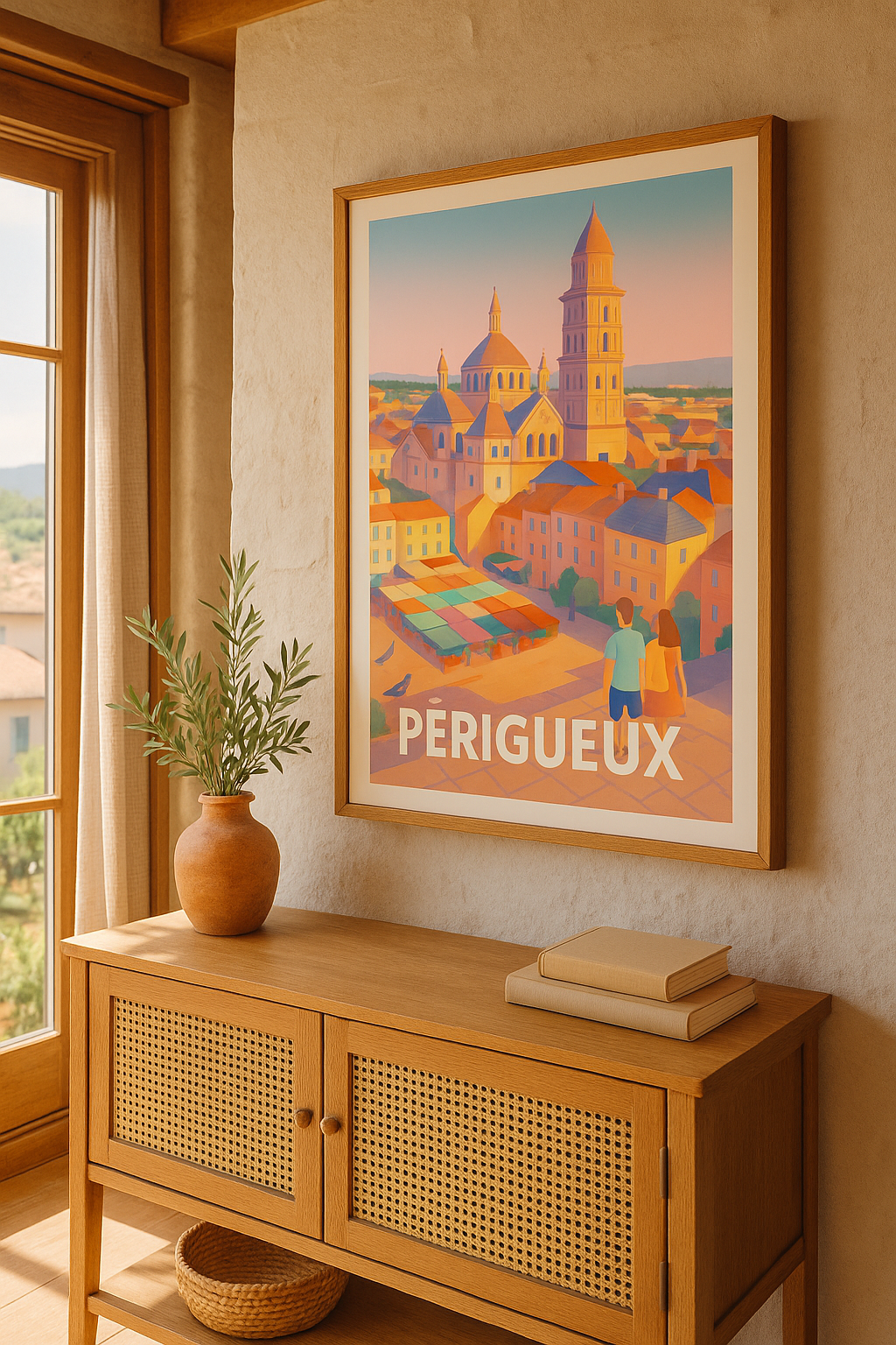 Mise en situation Affiche Périgueux - Lumière douce sur la ville historique