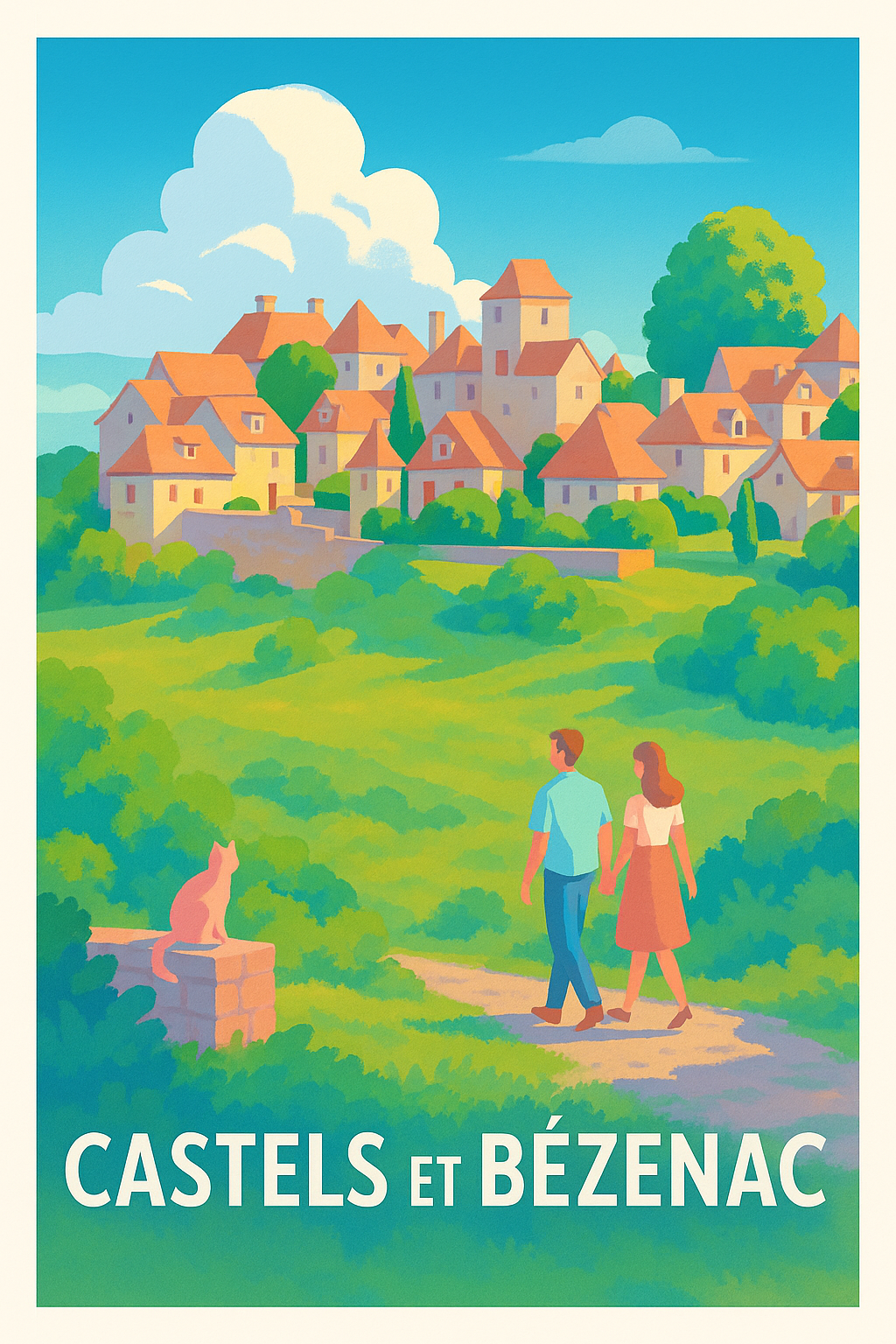 Affiche Castels et Bézenac — Balade bucolique au cœur du Périgord · poster d'art de Castels et Bézenac
