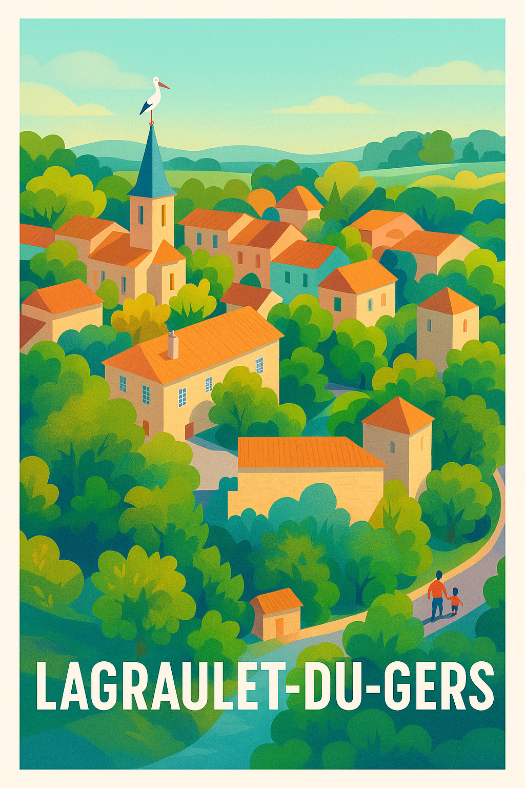 Affiche Lagraulet-du-Gers — Charme bucolique du Sud-Ouest · poster d'art de Lagraulet-du-Gers