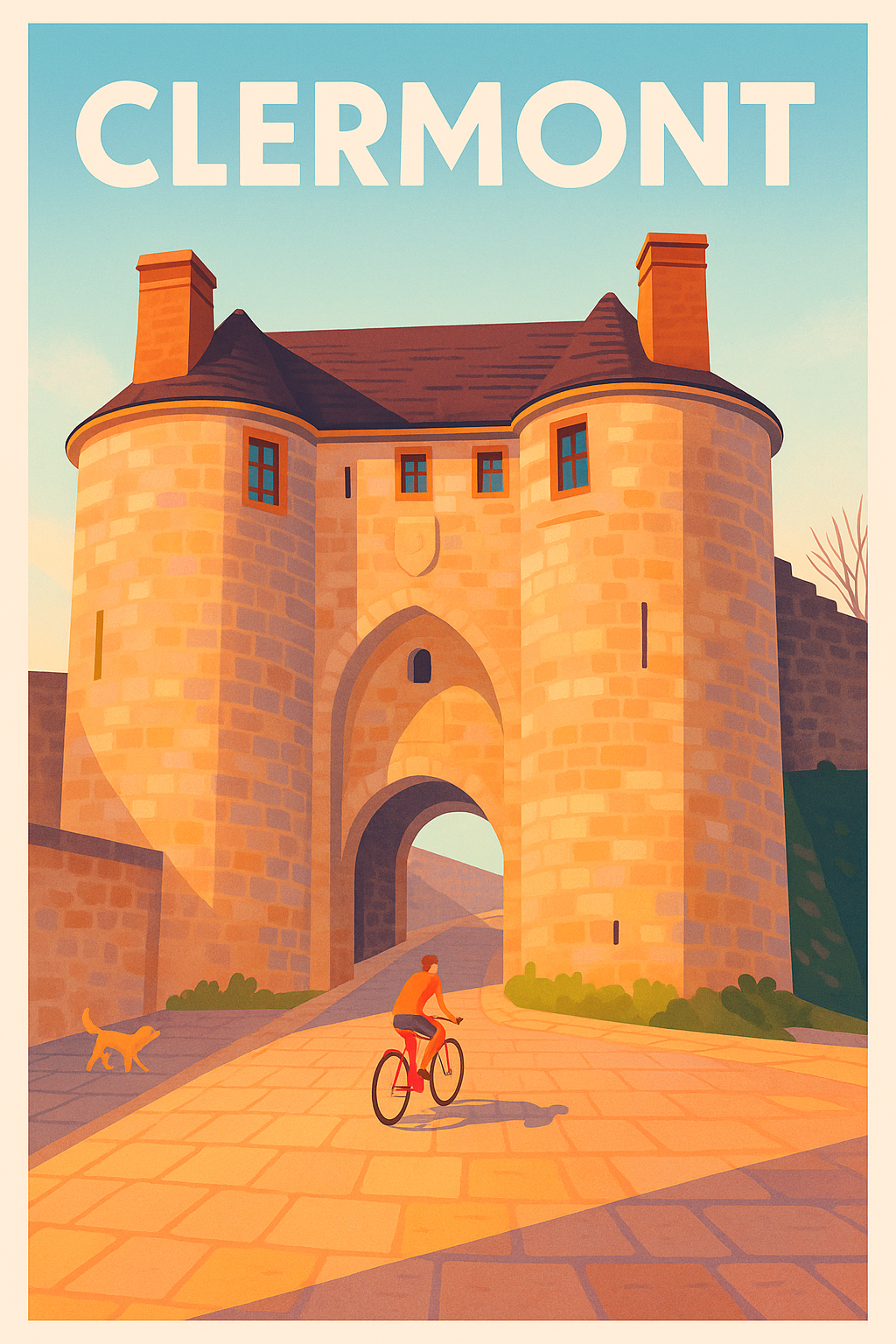 Affiche de Clermont - L'entrée historique en lumière dorée