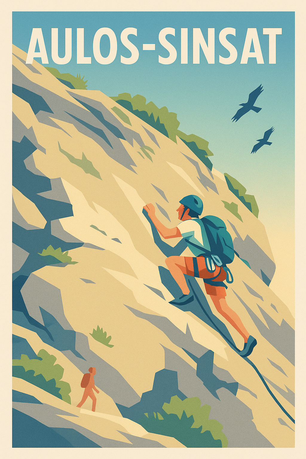 Affiche Aulos-Sinsat — Passion Montagne et Escalade · poster d'art de Aulos-Sinsat