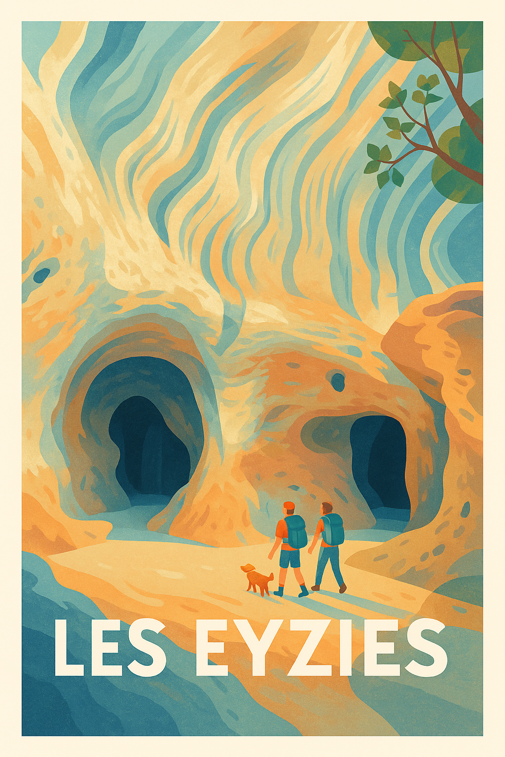 Affiche Les Eyzies — Aventure et nature en Dordogne · poster d'art de Les Eyzies