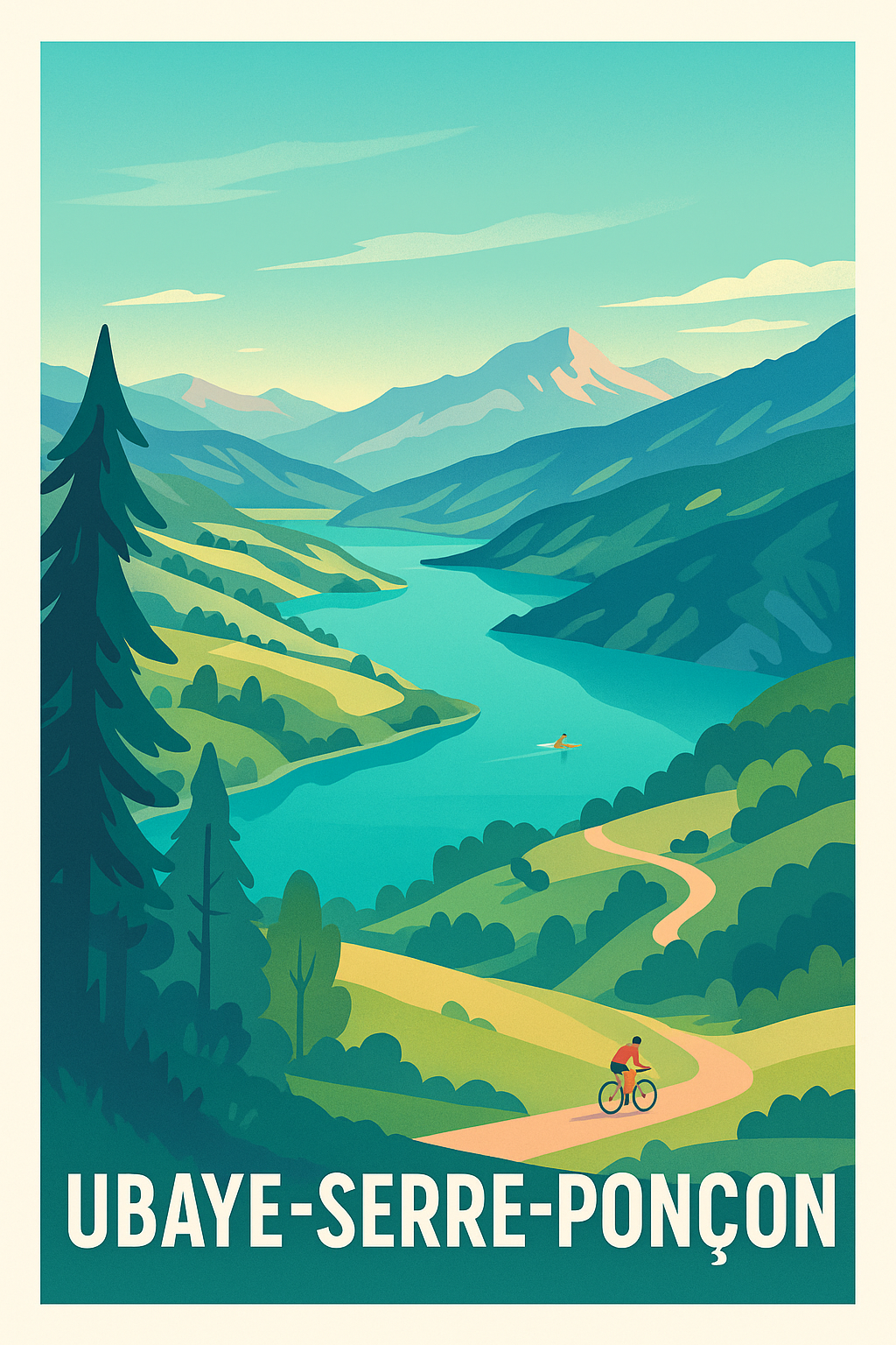 Affiche Ubaye-Serre-Ponçon — Évasion nature entre montagnes et eaux turquoise · poster d'art de Ubaye-Serre-Ponçon