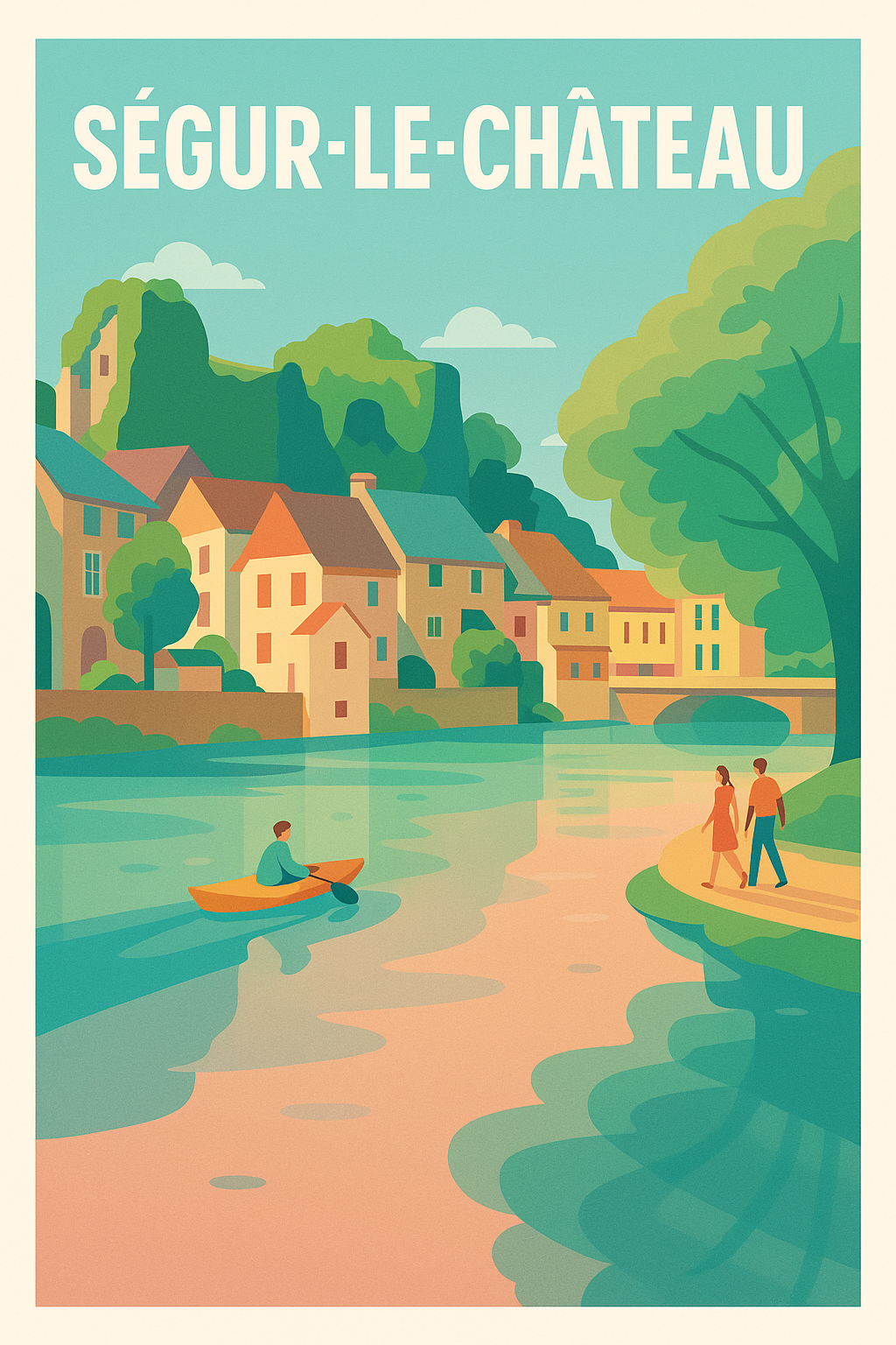 Affiche Ségur-le-Château — Douceur et harmonie au fil de l'eau · poster d'art de Ségur-le-Château