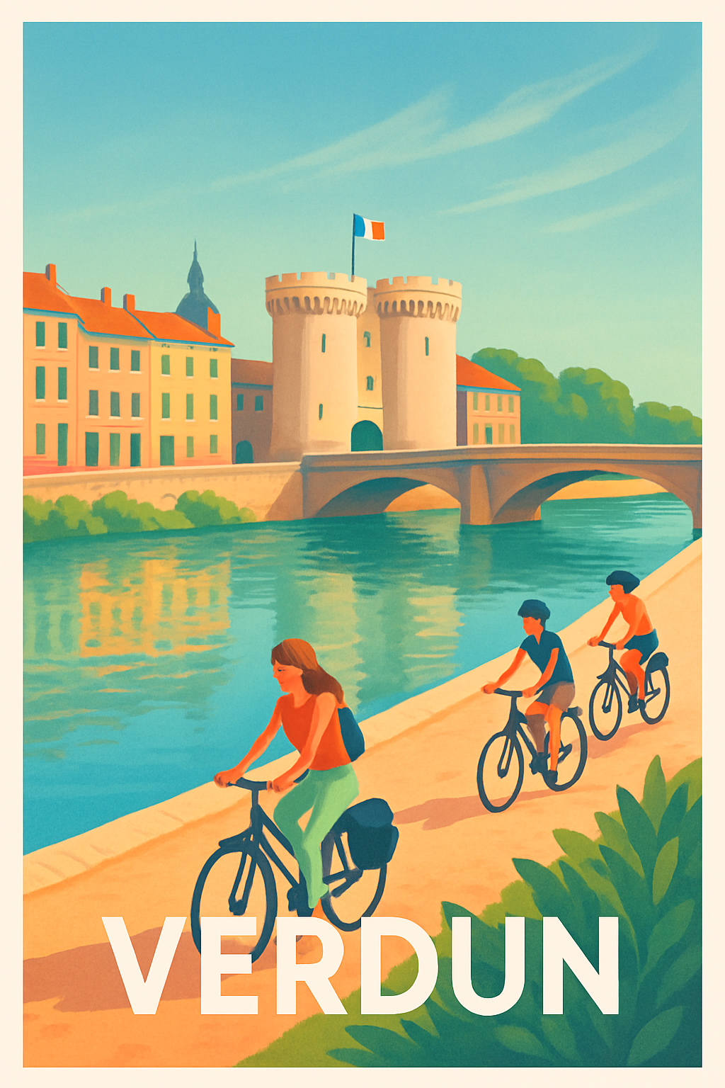 Affiche de Verdun - Promenade en vélo au fil de l'eau