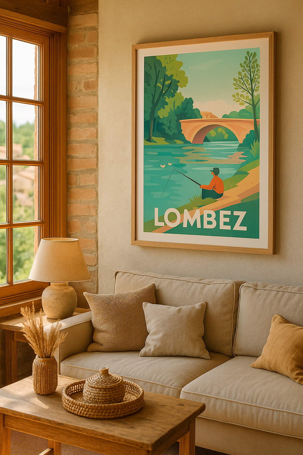 Affiche Lombez — La quiétude au fil de l'eau · poster d'art de Lombez