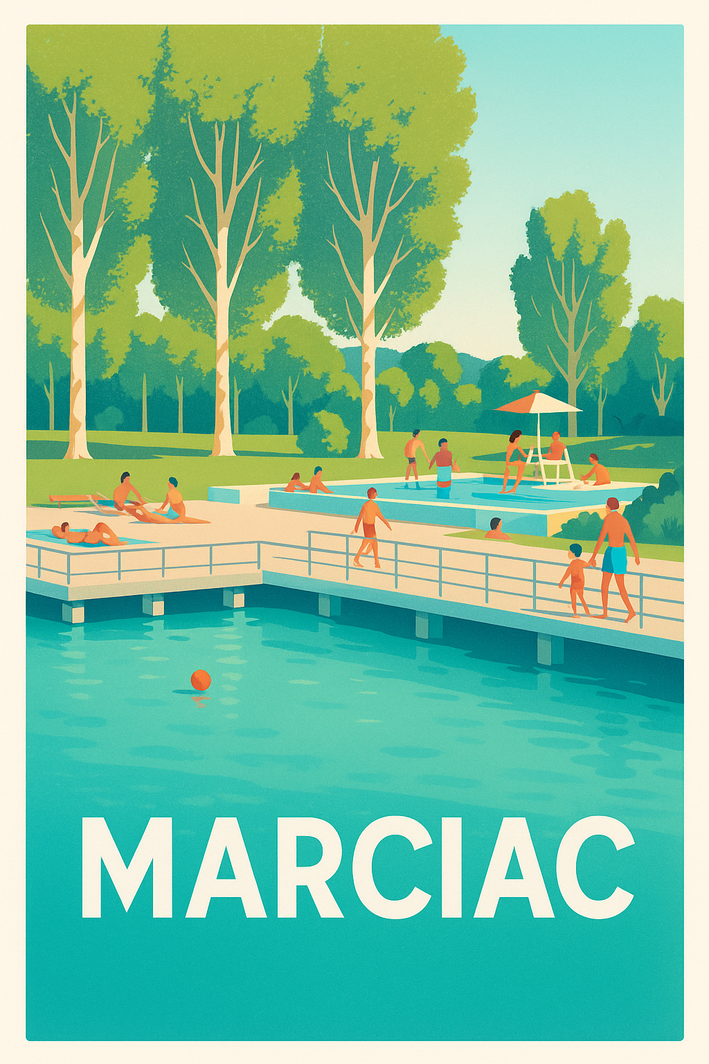 Affiche Marciac — Escapade estivale au bord de l'eau · poster d'art de Marciac