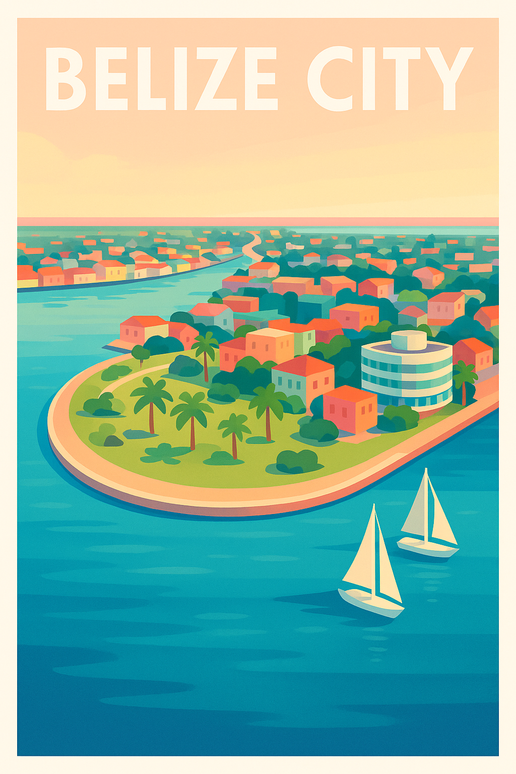 Affiche de Belize City - Évasion tropicale et douceur marine