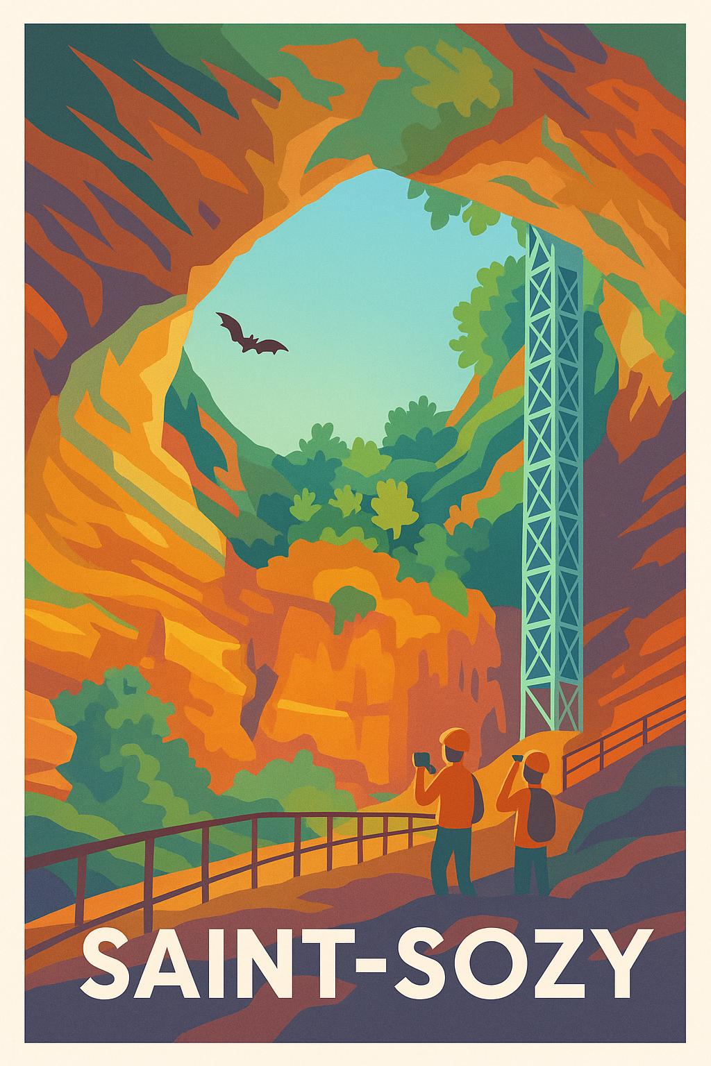 Affiche Saint-Sozy — Découvrez les merveilles souterraines · poster d'art de Saint-Sozy