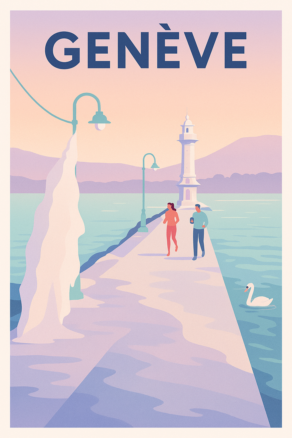 Affiche de Genève - Promenade au bord du Lac Léman