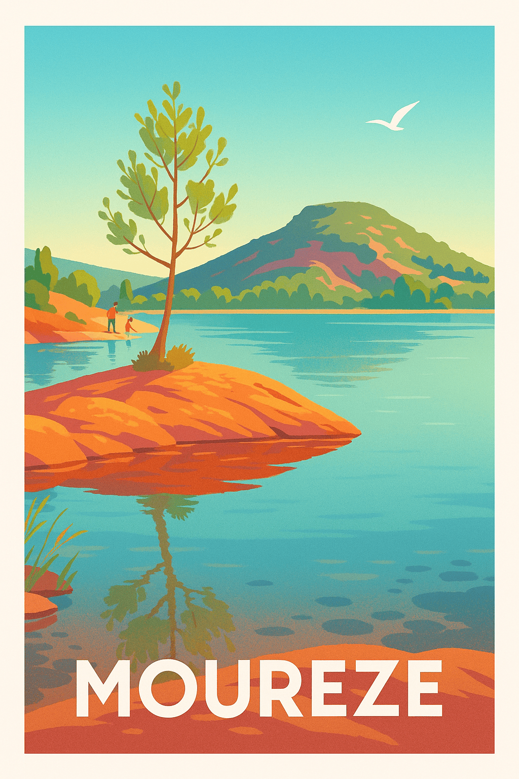 Affiche Mourèze — Sérénité au bord de l'eau · poster d'art de Mourèze