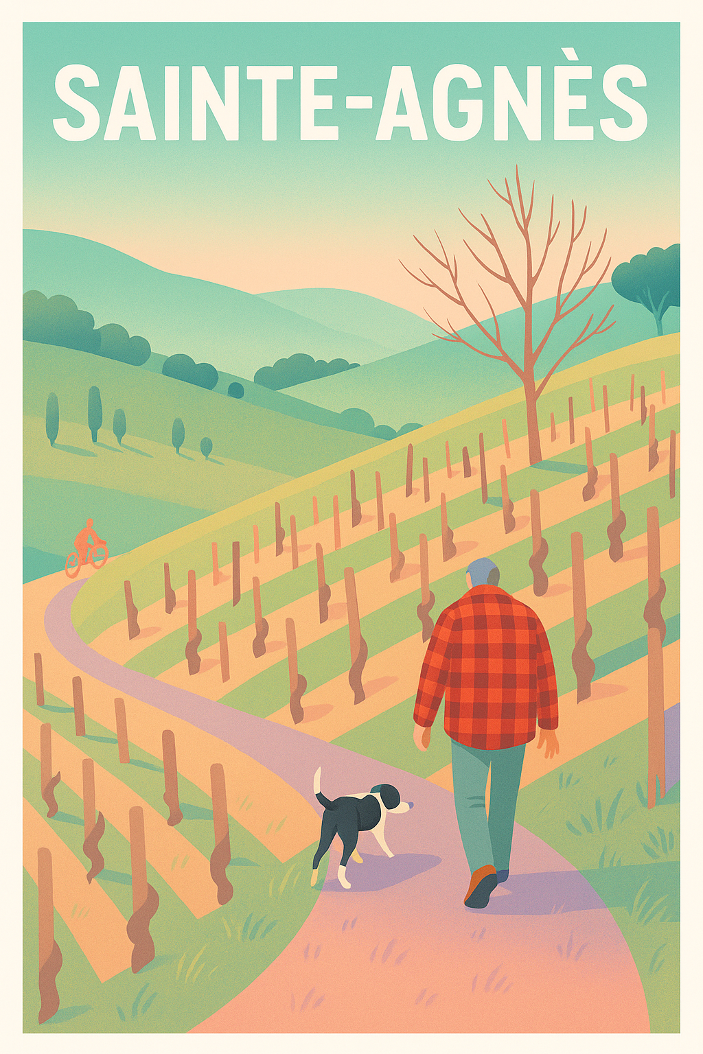 Affiche Sainte-Agnès — Balade paisible au cœur des vignobles · poster d'art de Sainte-Agnès