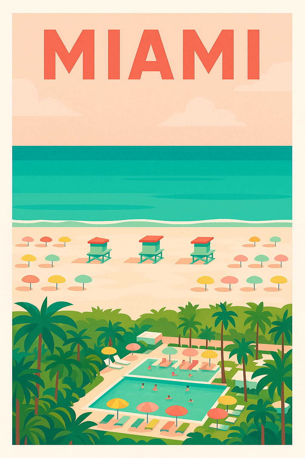 Affiche de Miami - Évasion tropicale et détente balnéaire