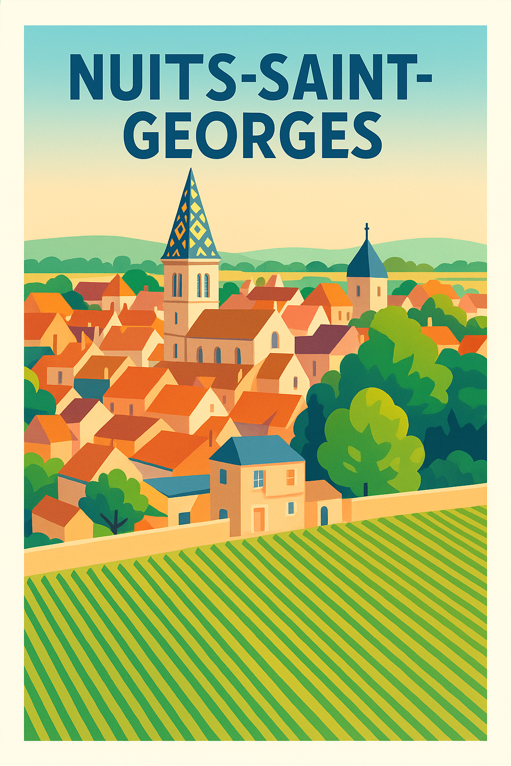 Affiche de Nuits-Saint-Georges - Charme et vignobles bourguignons