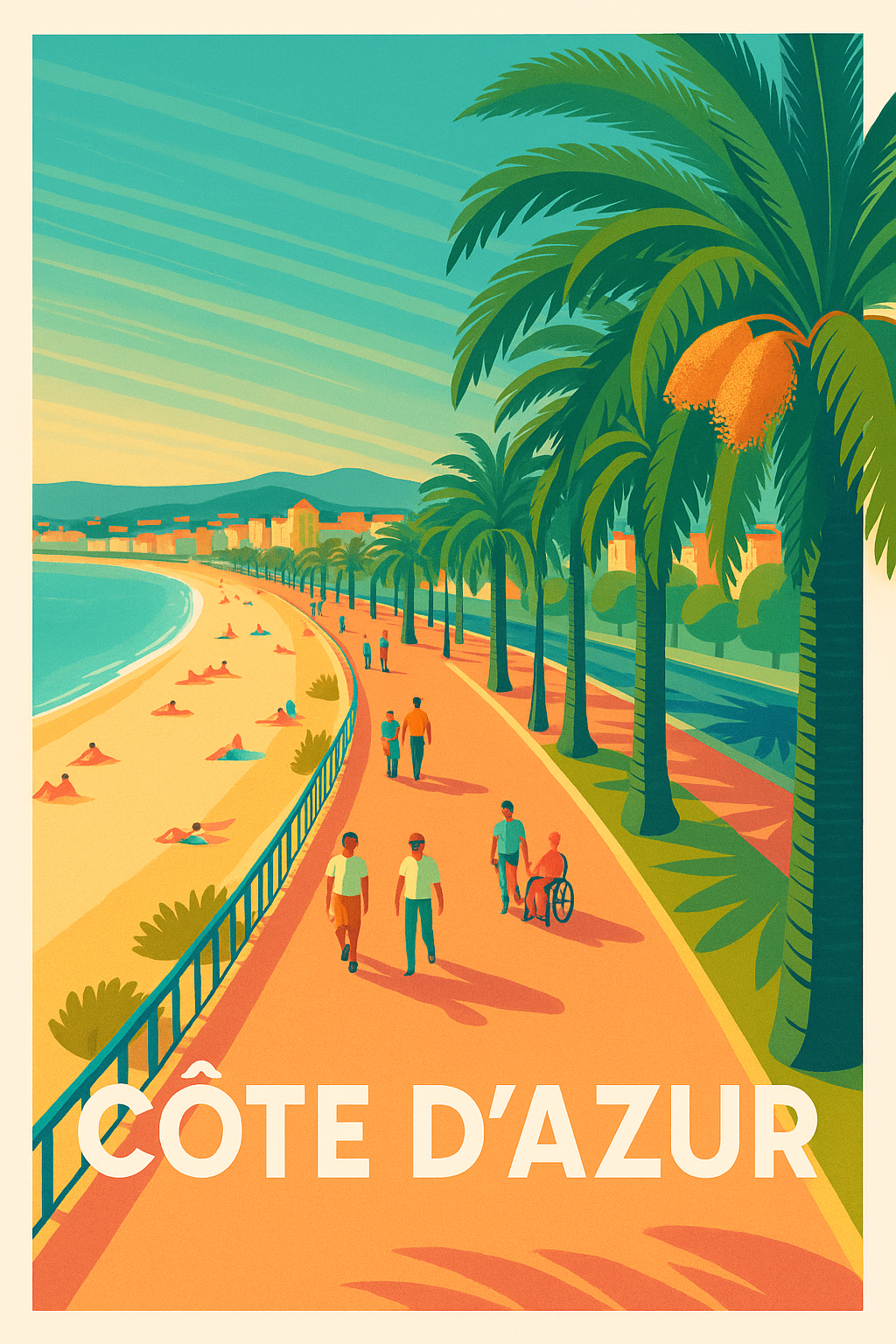 Affiche de Côte d'Azur - Promenade ensoleillée sur la Riviera
