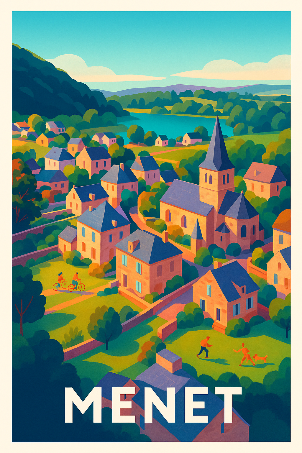Affiche Menet — Charme paisible du village · poster d'art de Menet