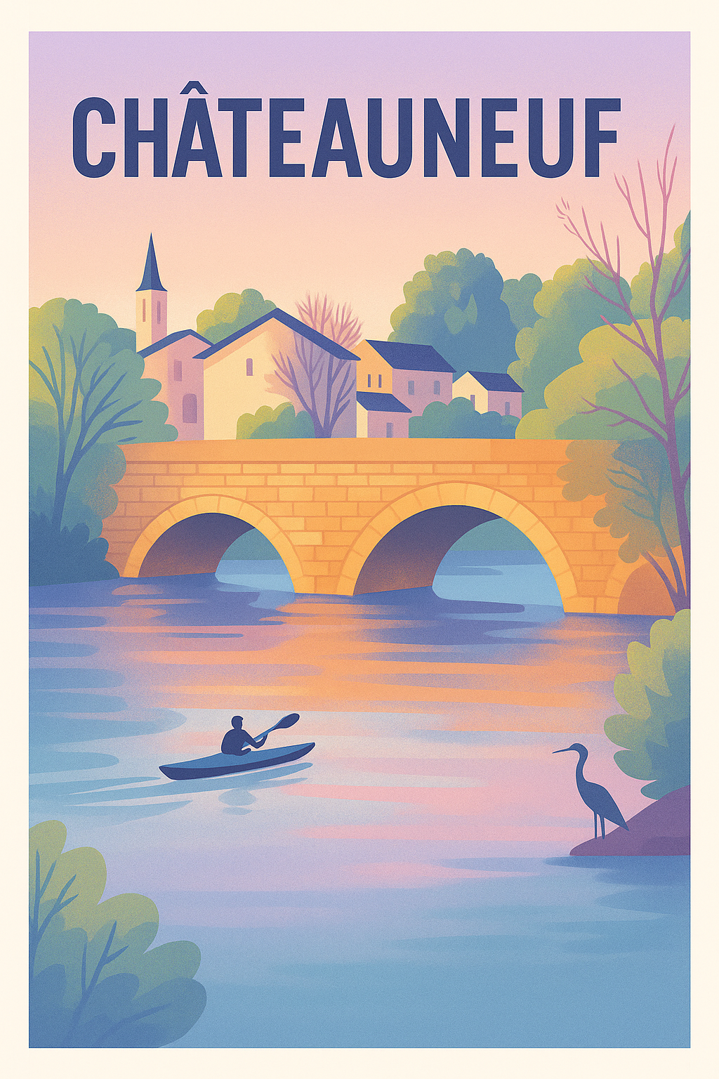 Affiche de Châteauneuf - L'élégance tranquille au fil de l'eau