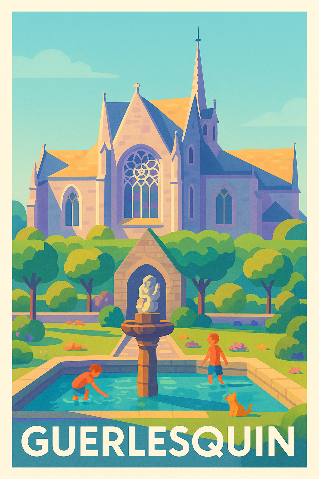Affiche de Guerlesquin - Tranquillité et charme breton