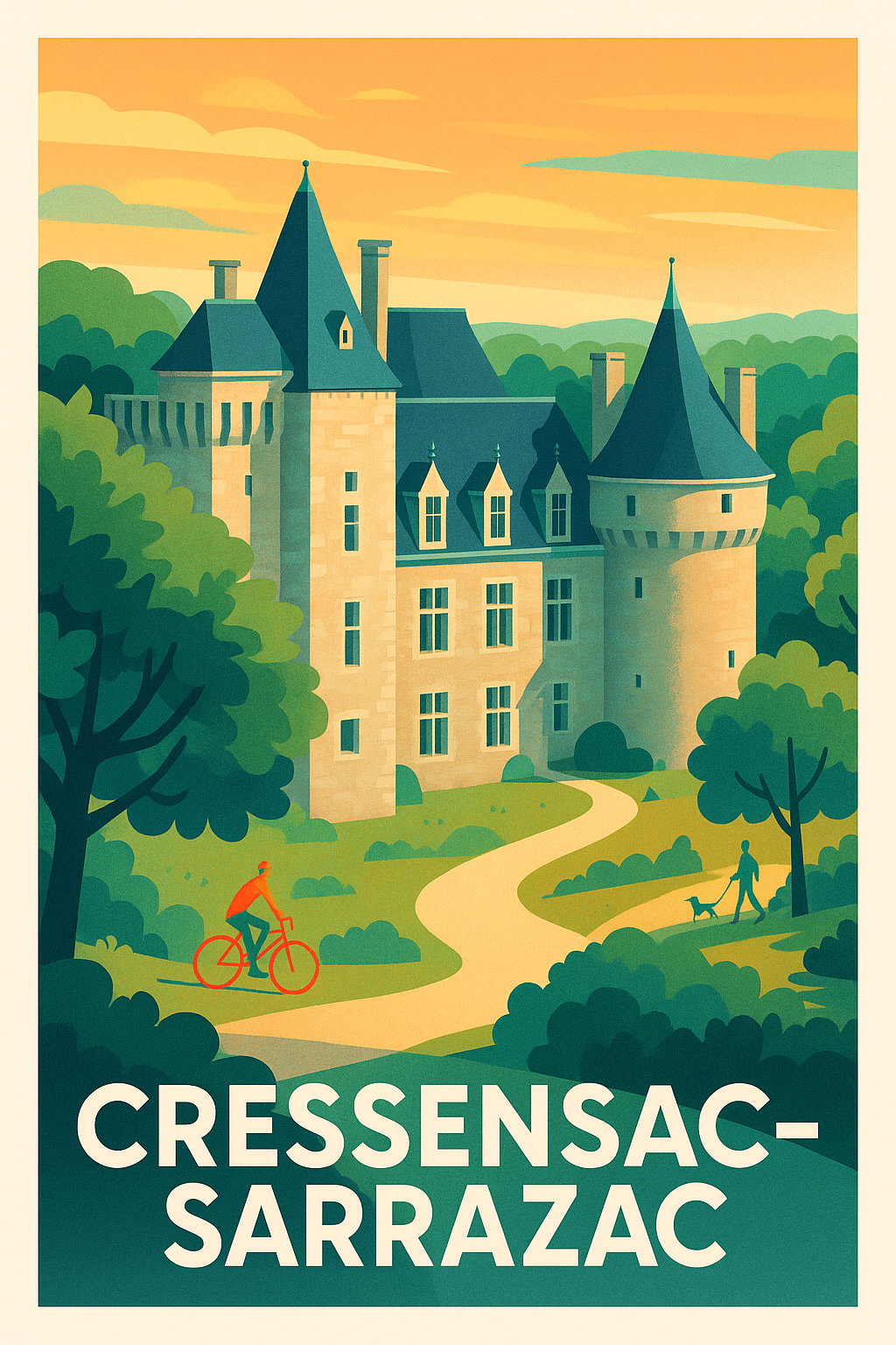 Affiche Cressensac-Sarrazac — Charme et sérénité du Périgord · poster d'art de Cressensac-Sarrazac