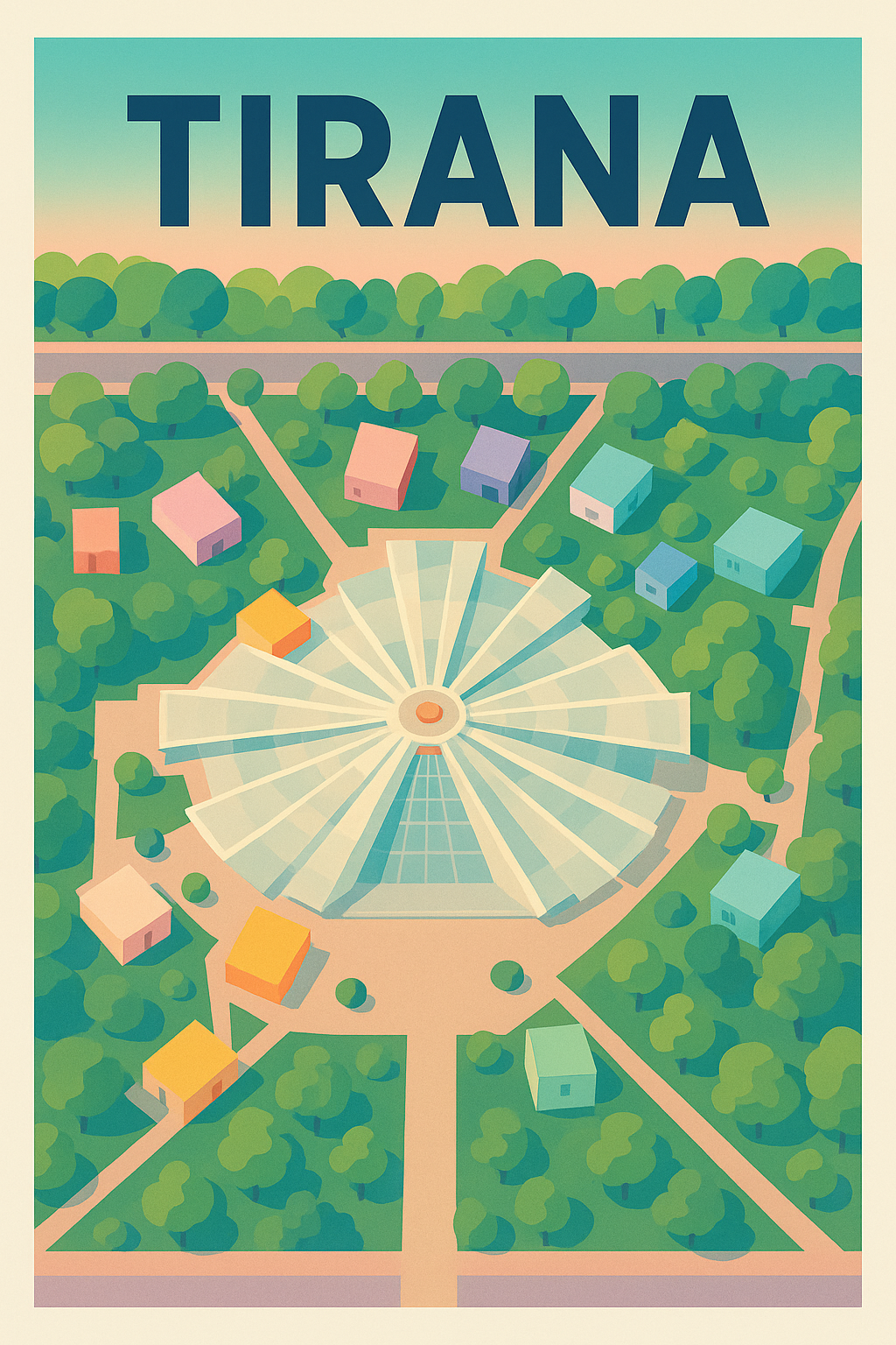 Affiche de Tirana - Un aperçu coloré et graphique de la capitale albanaise