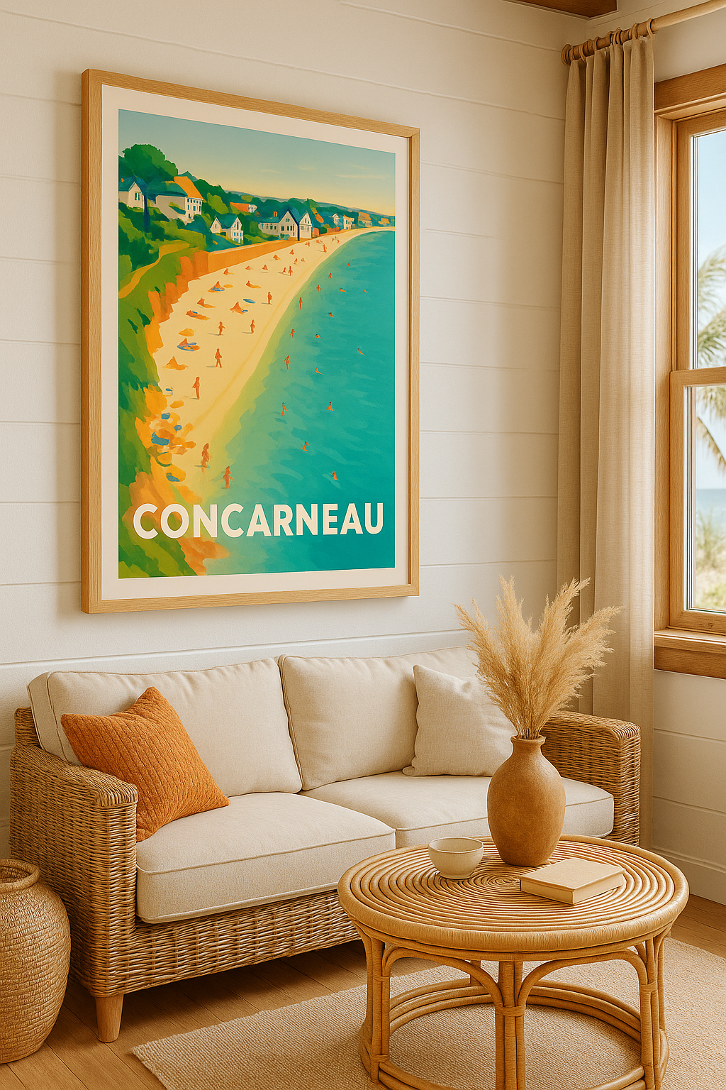 Finistère France Affiche de Concarneau - Plage ensoleillée et douce escapade bretonne