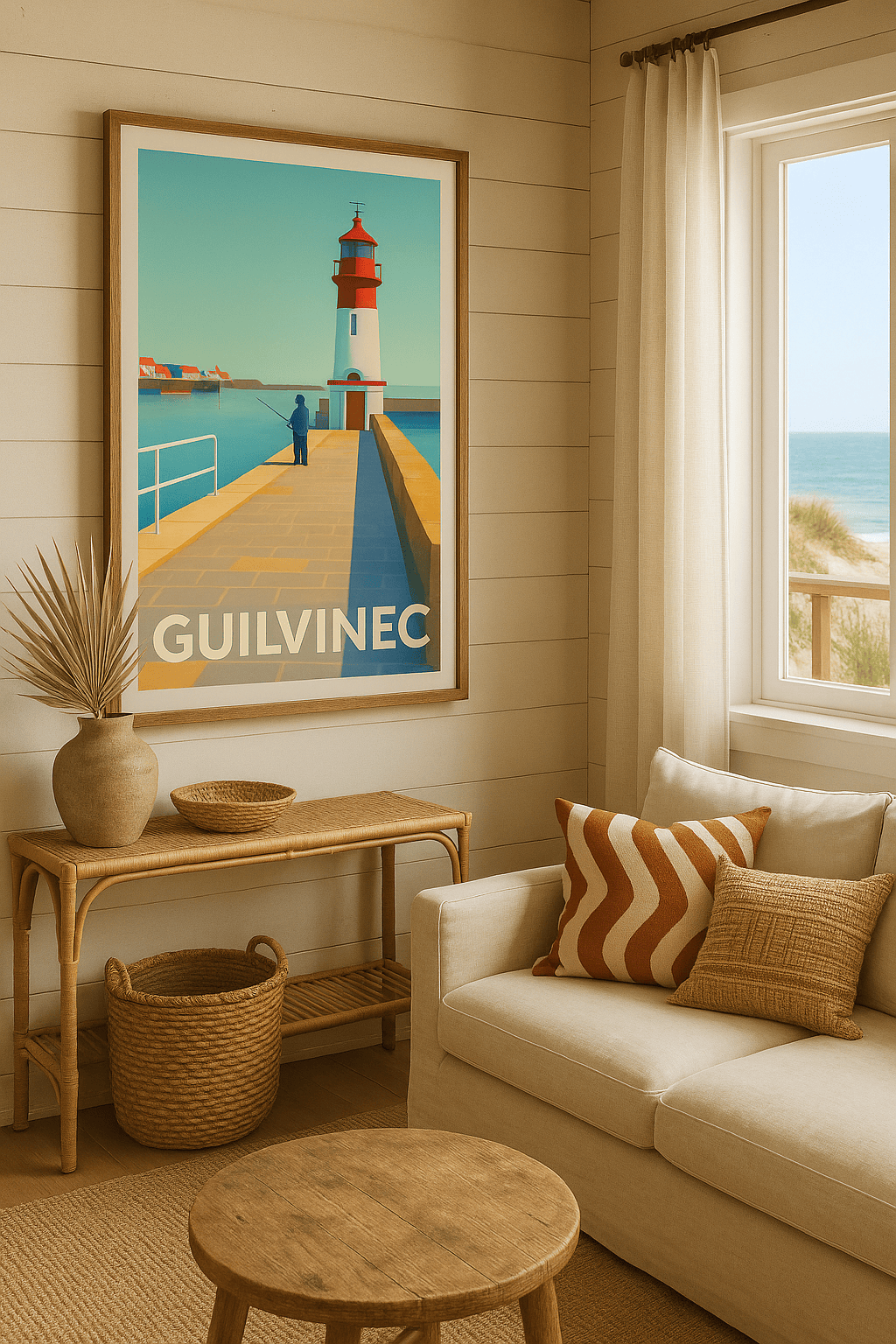 Affiche Guilvinec — Sérénité au phare du port · poster d'art de Guilvinec