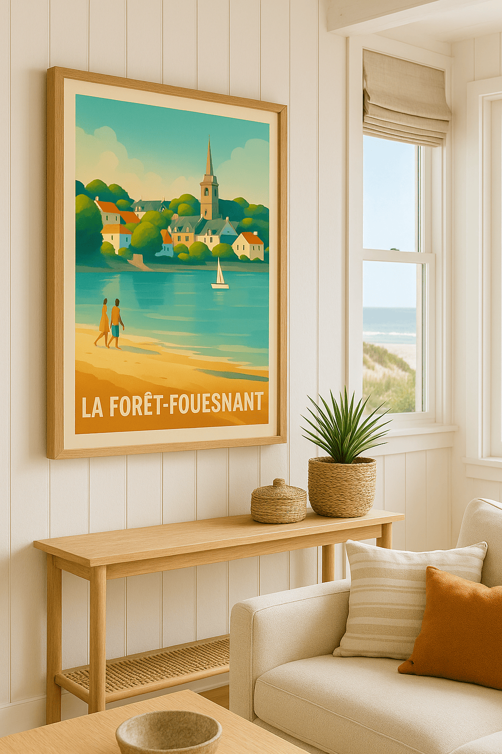 Finistère France Affiche de La Forêt-Fouesnant - Balade paisible au bord de l'eau