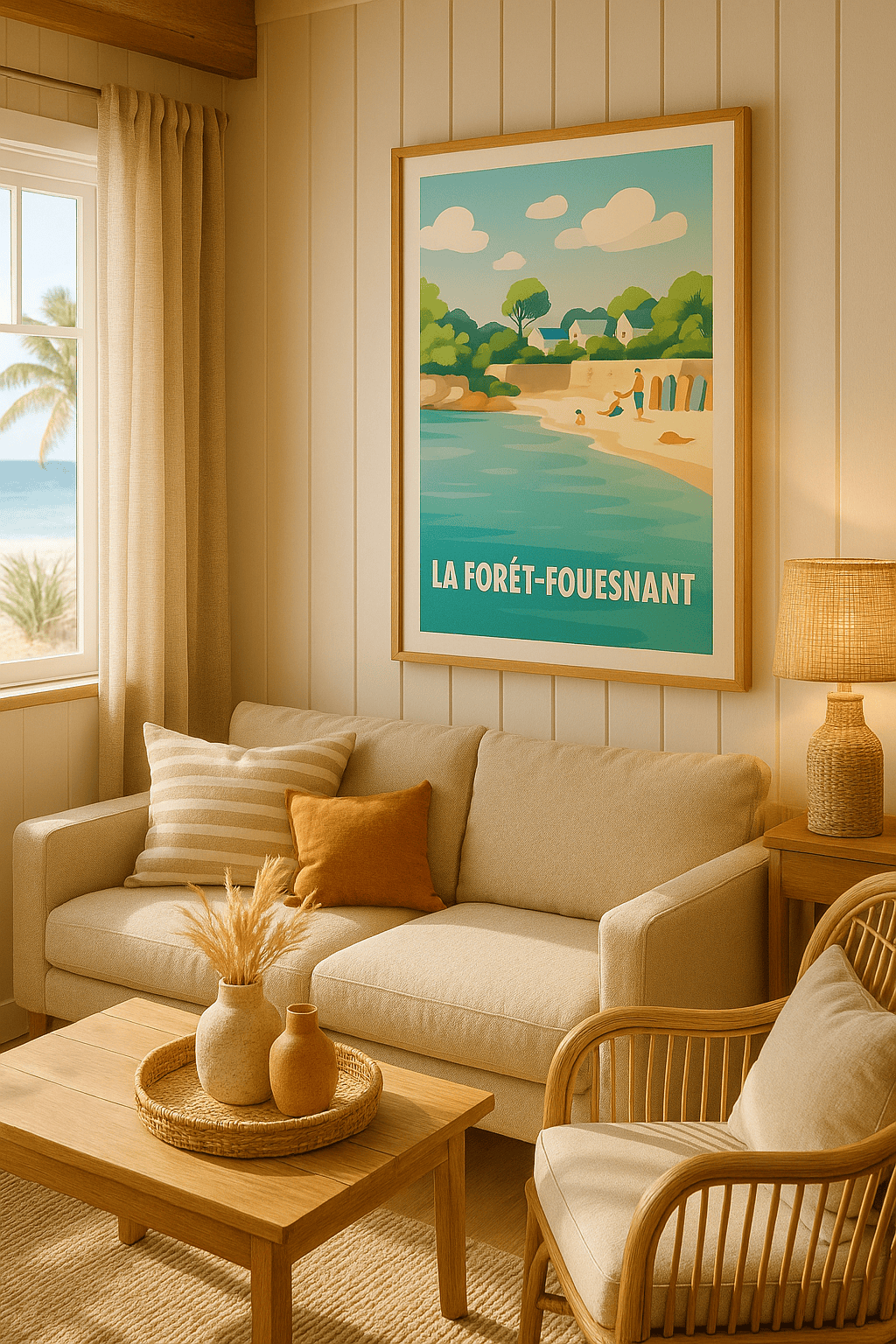 Finistère France Affiche de La Forêt-Fouesnant - Escapade balnéaire bretonne