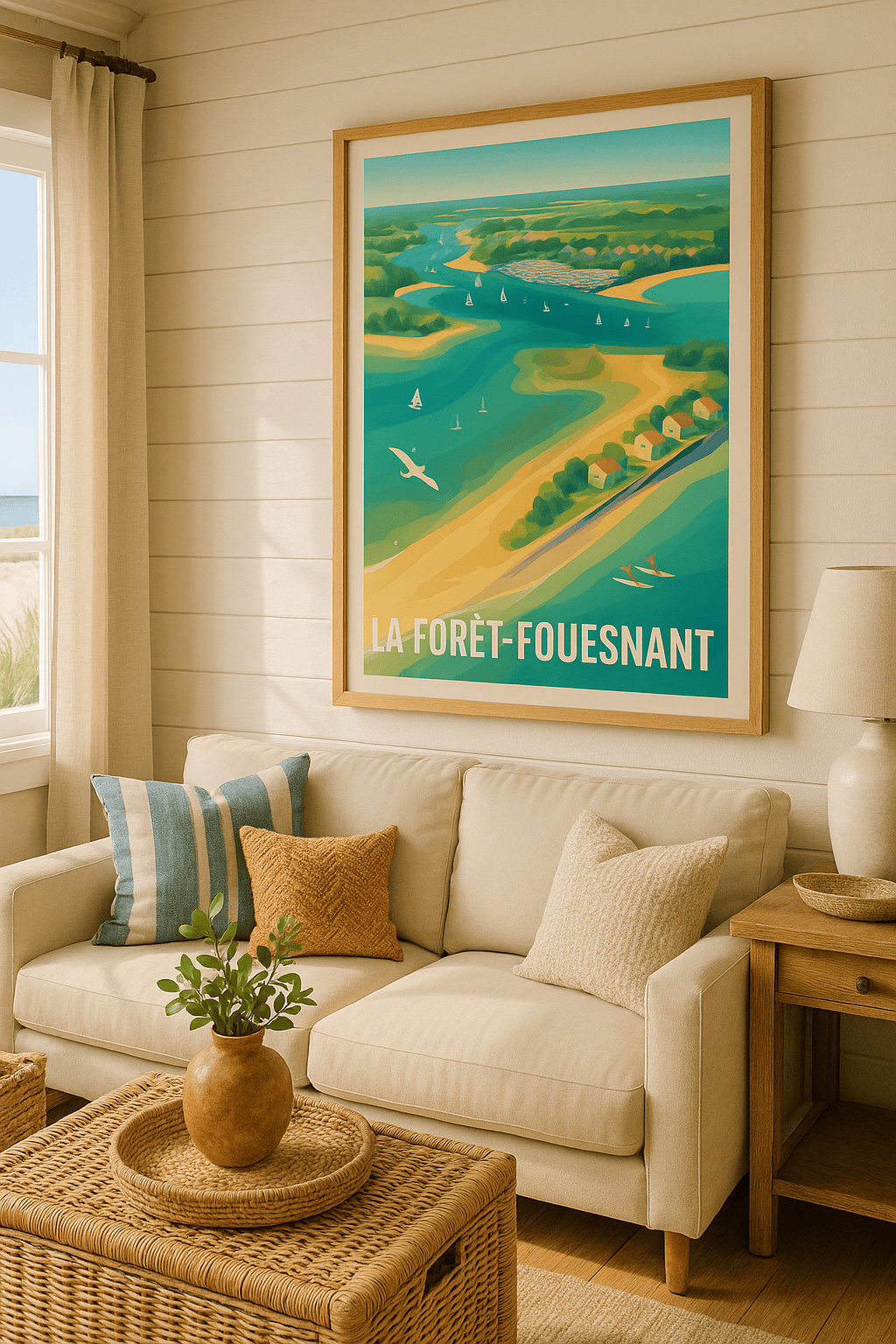 Finistère France Affiche de La Forêt-Fouesnant - Évasion côtière et douceur bretonne