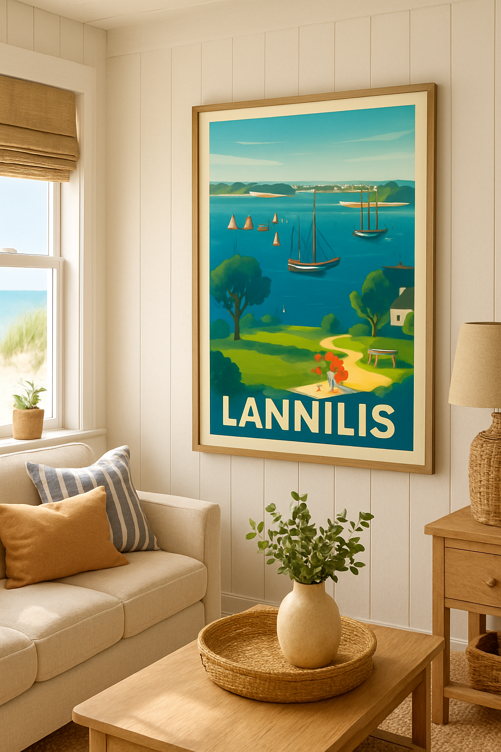 Finistère France Affiche de Lannilis - Évasion et douceur bretonne au bord de l'eau