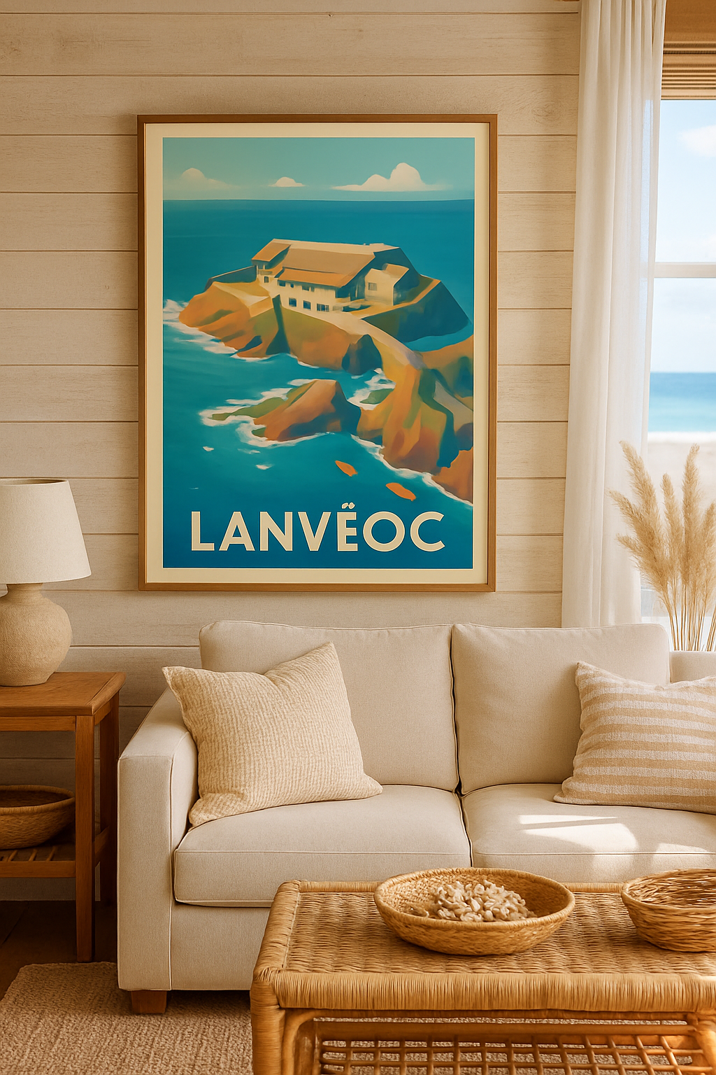 Affiche Lanvéoc — Invitation au charme breton face à l'océan · poster d'art de Lanvéoc