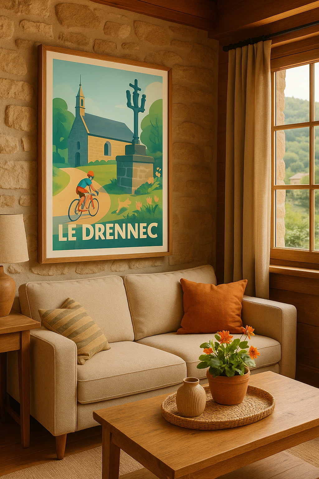 Finistère France Affiche de Le Drennec - Escapade bucolique à vélo