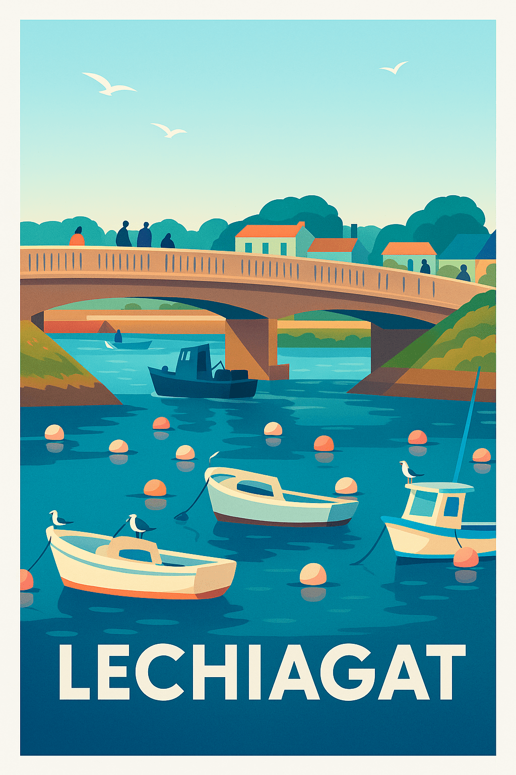 Affiche Lechiagat — Escapade paisible au bord de l'eau · poster d'art de Lechiagat