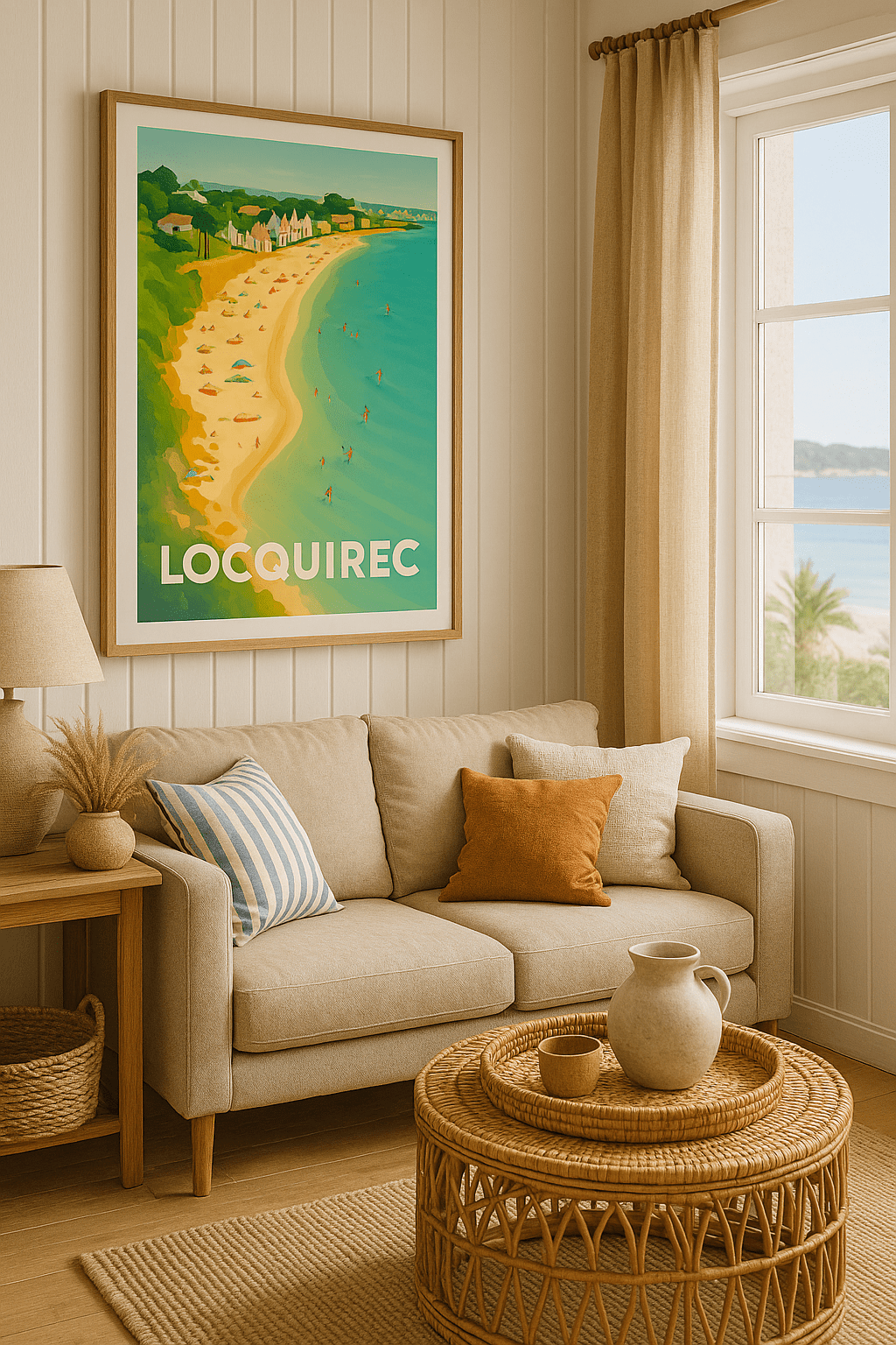 Finistère France Affiche de Locquirec - Évasion balnéaire bretonne