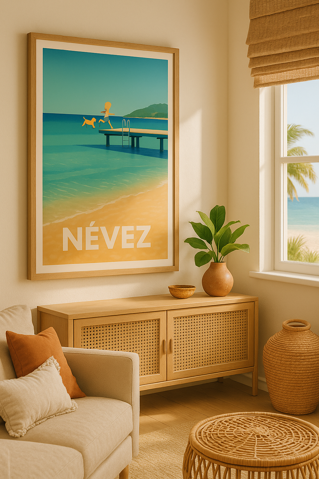 Finistère France Affiche de Névez - Évasion et Joie au Bord de l'Eau