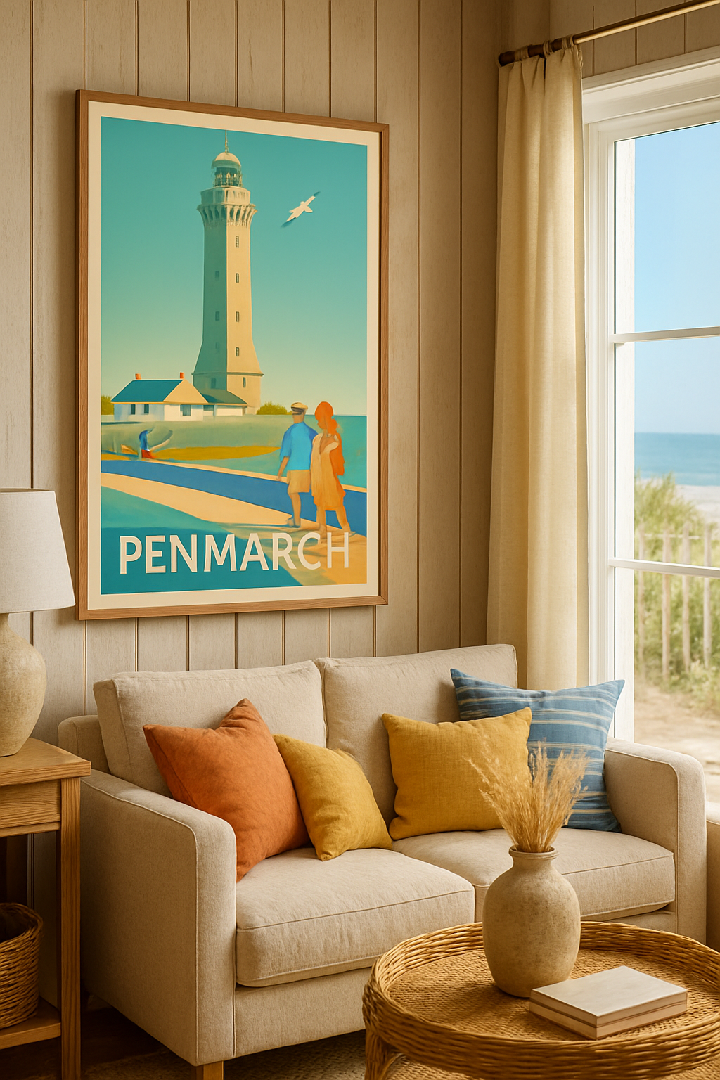 Finistère France Affiche de Penmarch - Balade au phare en bord de mer
