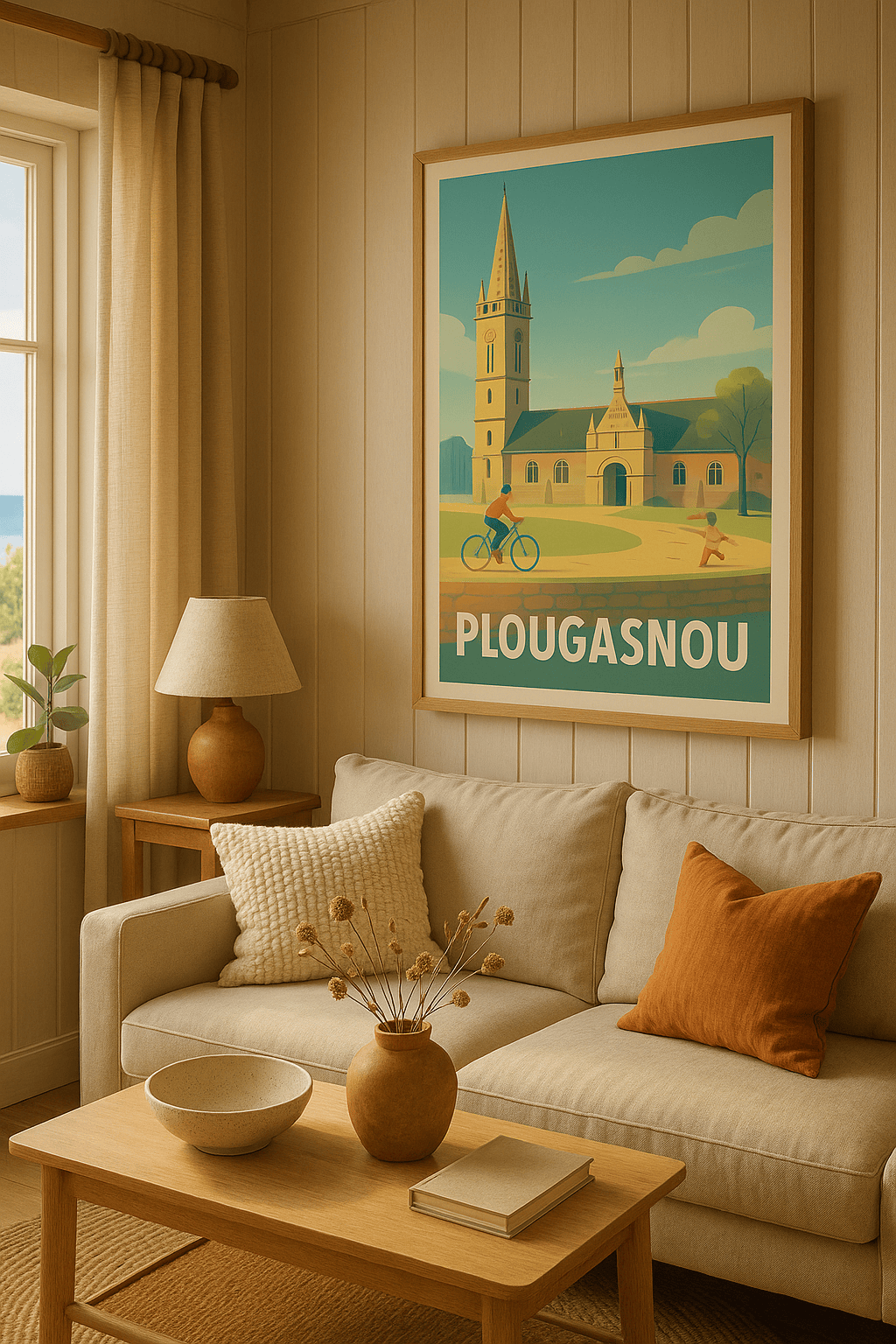 Finistère France Affiche de Plougasnou - Charme et Sérénité Bretonne