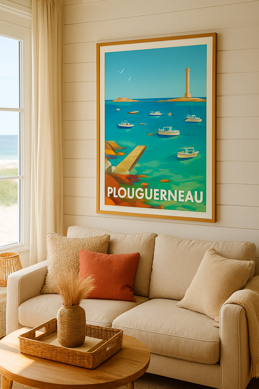 Finistère France Affiche de Plouguerneau - Évasion maritime bretonne