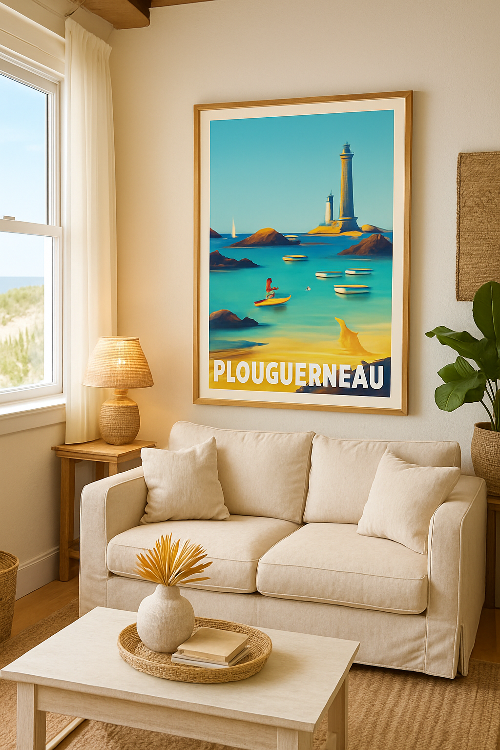 Finistère France Affiche de Plouguerneau - Évasion maritime entre phares et criques
