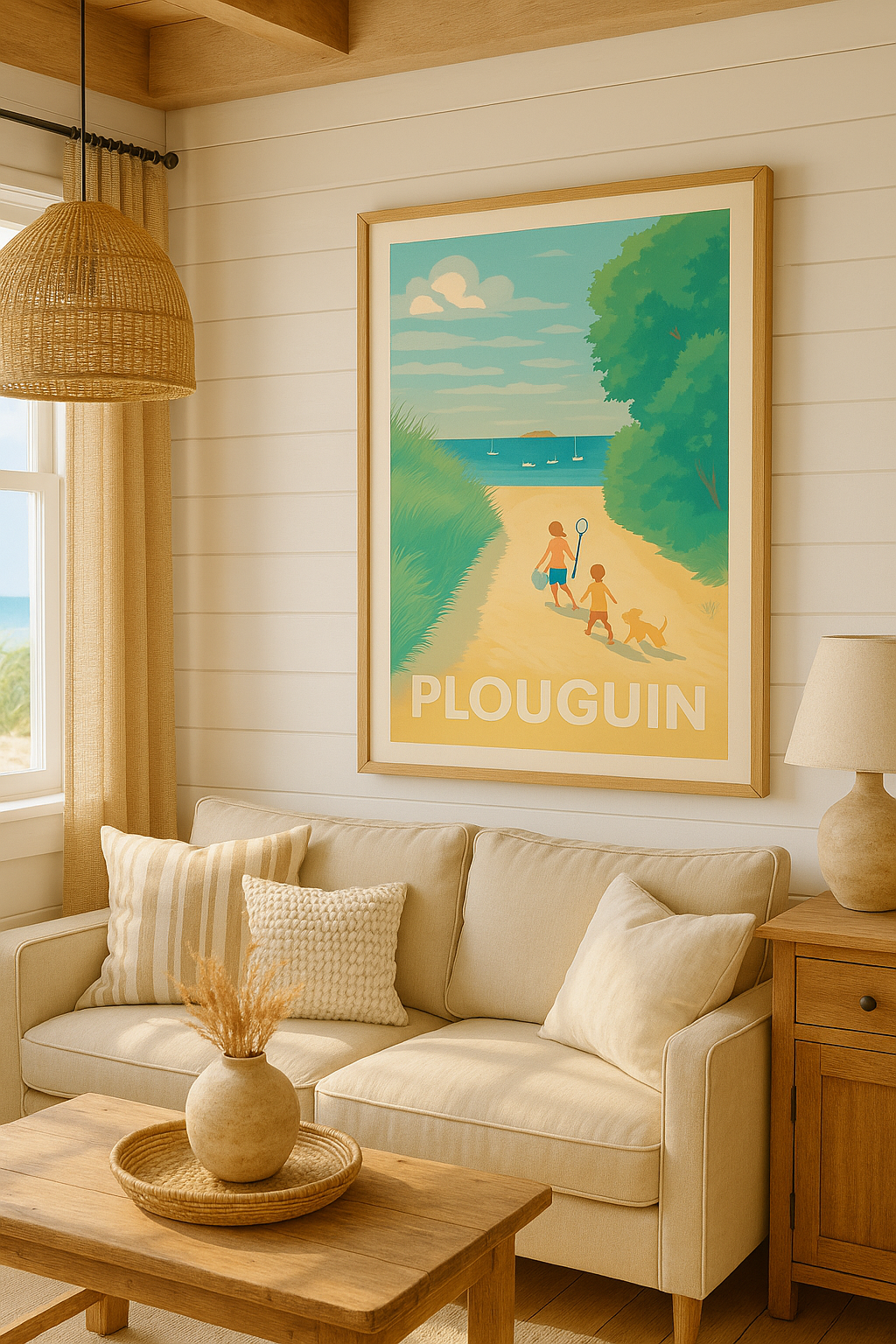 Affiche Plouguin — Balade d'été au bord de mer · poster d'art de Plouguin