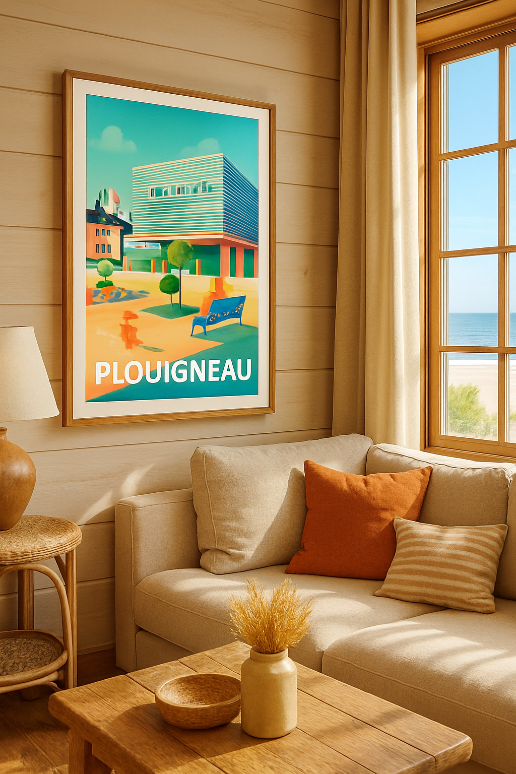 Finistère France Affiche de Plouigneau - Invitation à la sérénité urbaine